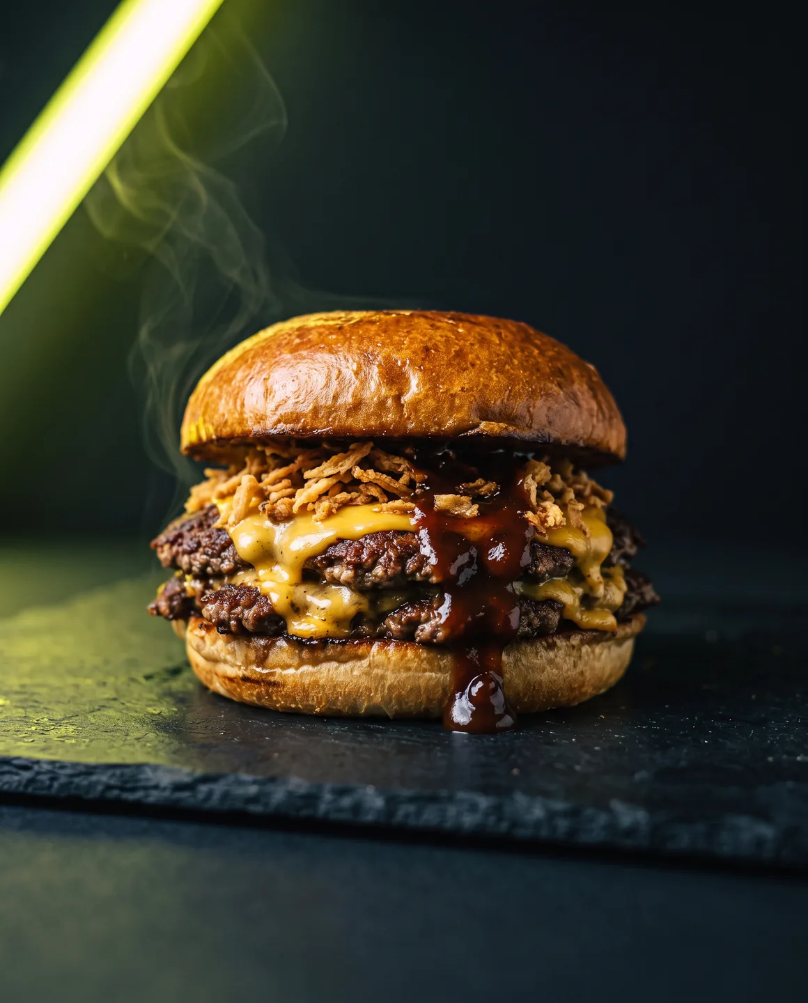 La Ahumada: hamburguesa doble con cheddar ahumado, cebolla crispy y BBQ de la casa, el especial del mes